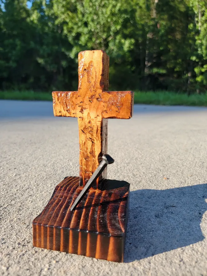 Handmade solid wood cross with a hand-rubbed finish