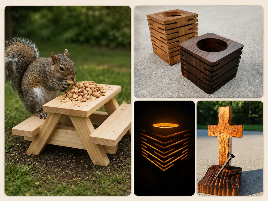 Small rustic wooden cross displayed outdoors on rock